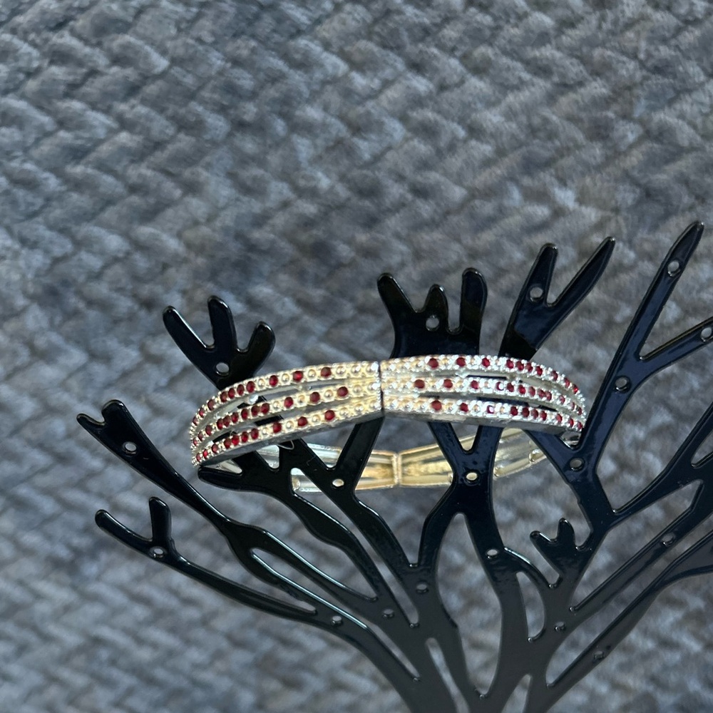 Elegant Silver and Red Bracelet